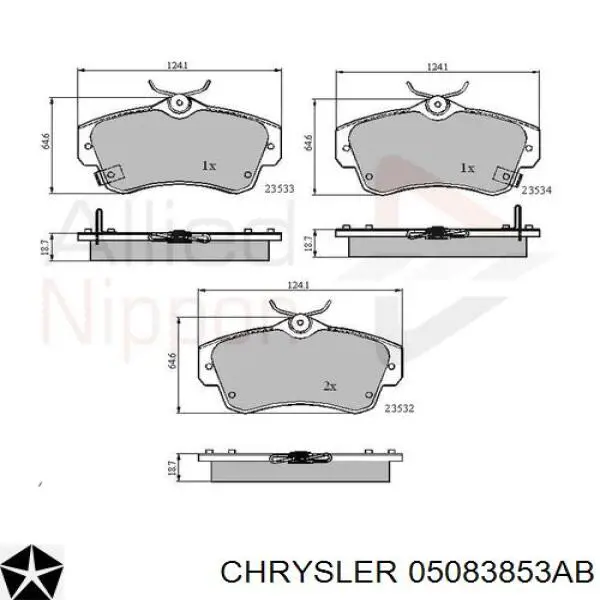 Купити 05083853AB Chrysler Колодки гальмівні передні, дискові