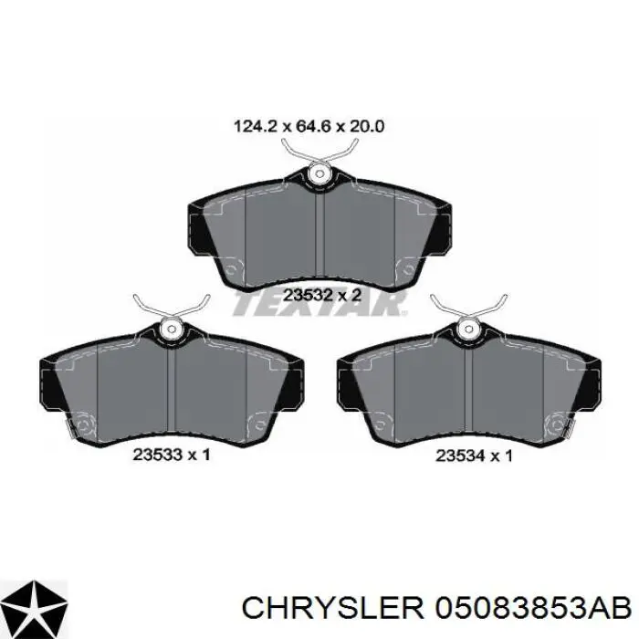 Гальмівні колодки Chrysler 05083853AB ціна, від 29.14 USD