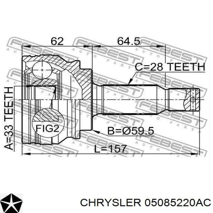 Купити 05085220AC Chrysler Ліва піввісь