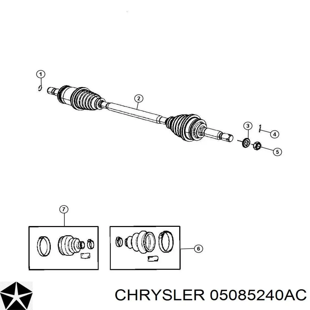 05085240AC Chrysler Піввісь задня, права