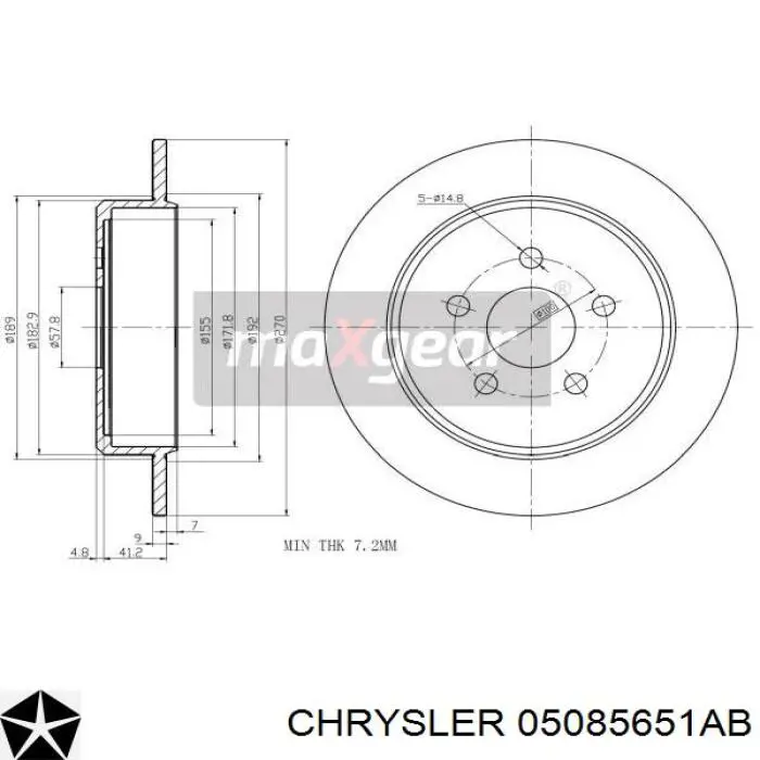 05085651AB Chrysler диск гальмівний задній