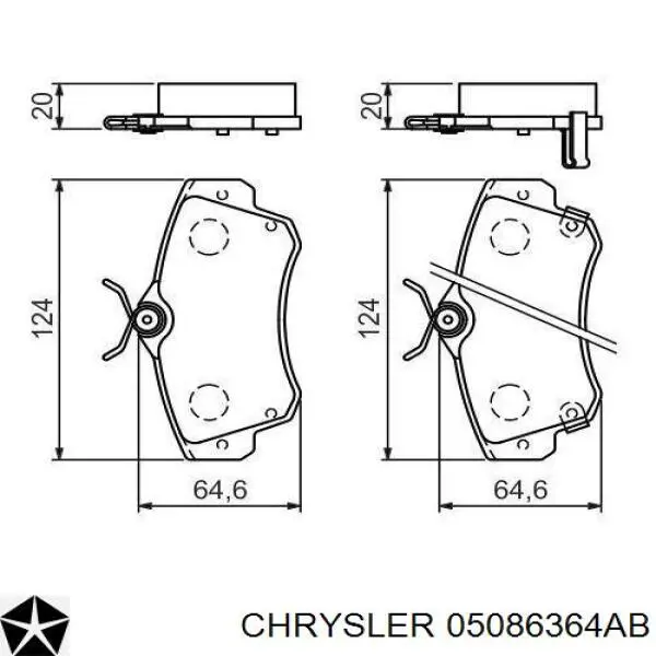 Купити 05086364AB Chrysler Колодки гальмівні передні, дискові