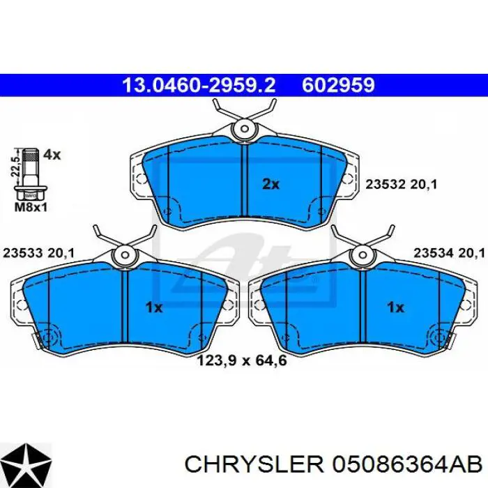 05086364AB Chrysler Передні гальмівні колодки