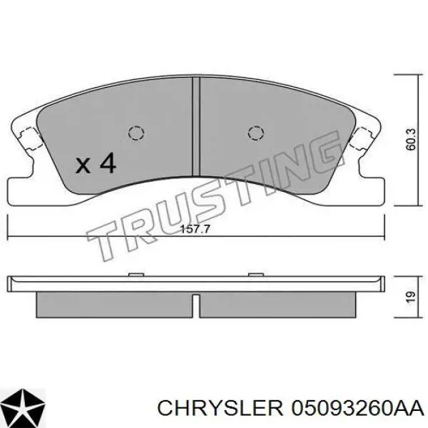 Купити 05093260AA Chrysler Колодки гальмівні передні, дискові