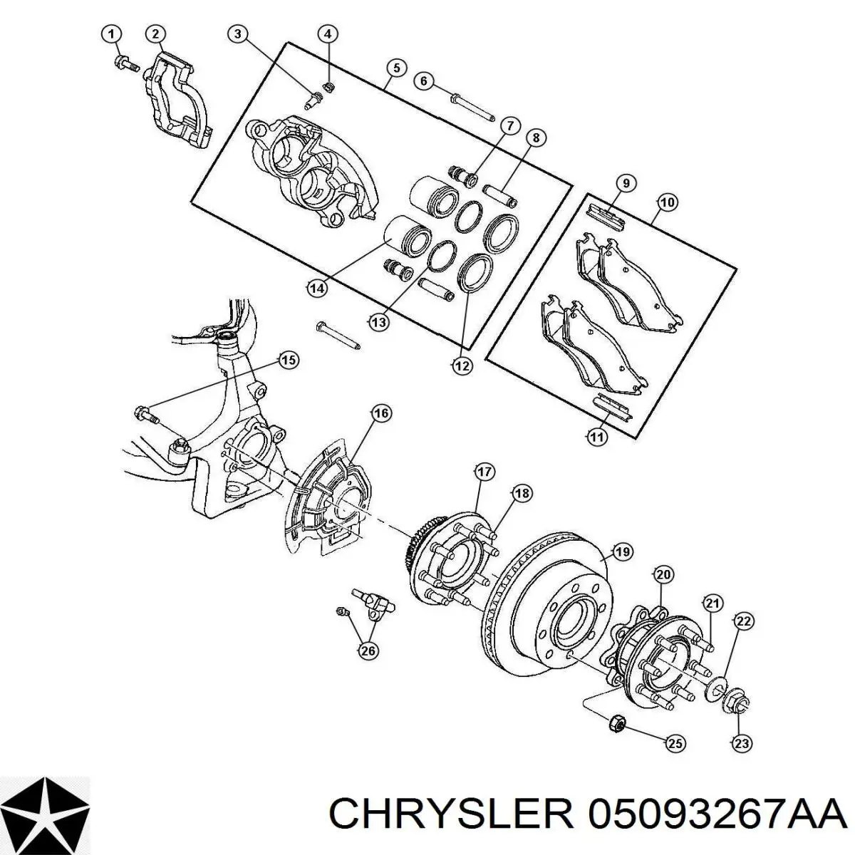 05093267AA Chrysler Передні гальмівні колодки