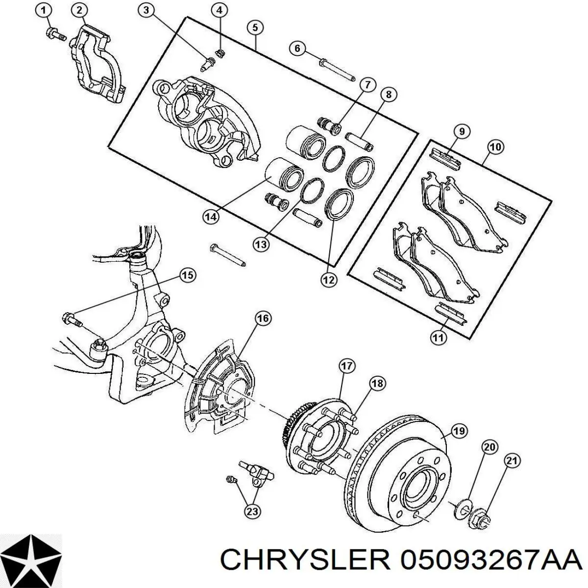 Гальмівні колодки Chrysler 05093267AA ціна, від 35.95 USD