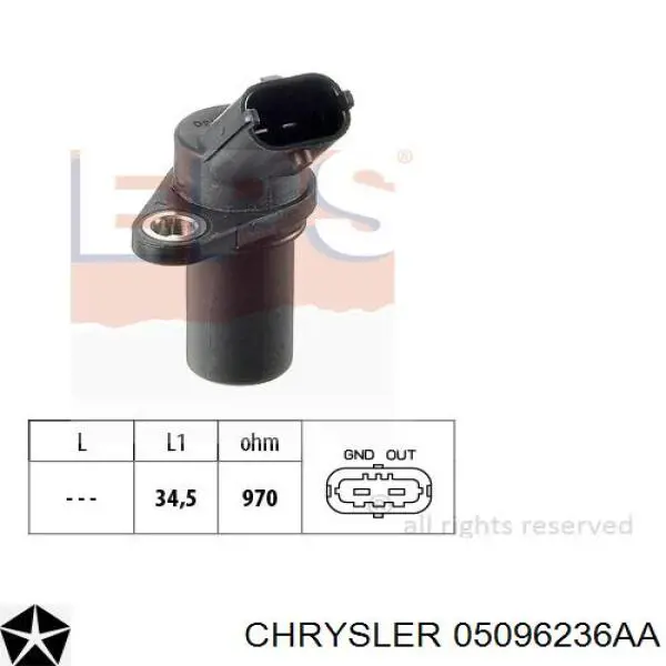 Датчик обертів колінвалу Chrysler 05096236AA ціна, від 18.13 USD