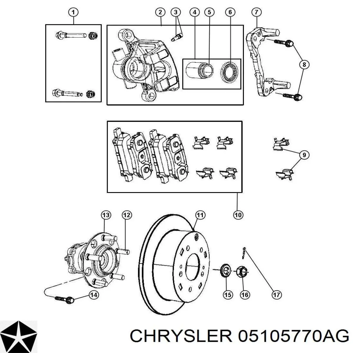 Маточини задніх коліс Chrysler 05105770AG ціна, від 48.67 USD