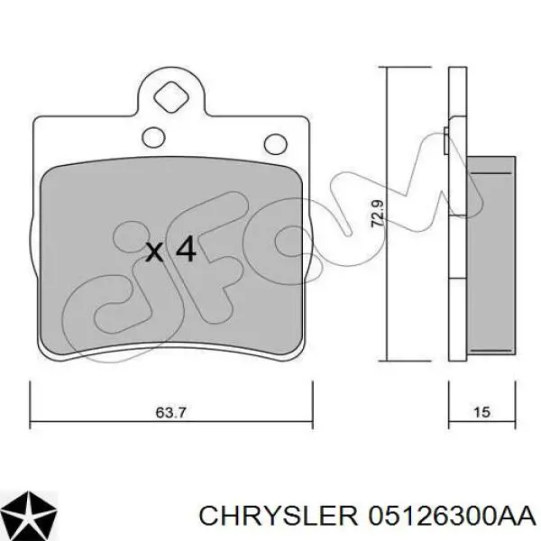 Колодки гальмові задні, дискові 05126300AA Chrysler