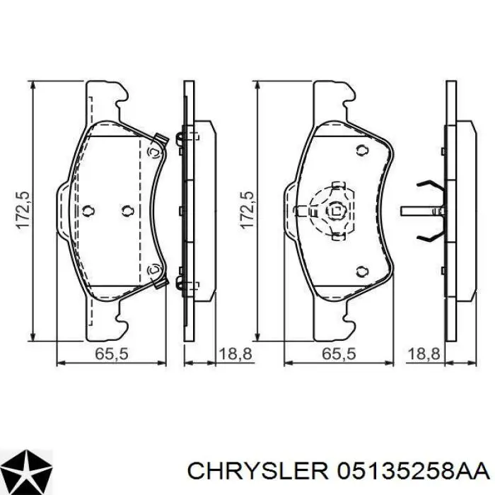 Гальмівні колодки Chrysler 05135258AA ціна, від 28.80 USD