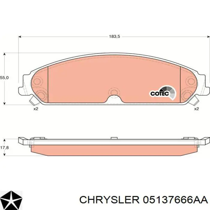 Передні тормозні колодки 05137666AA Chrysler