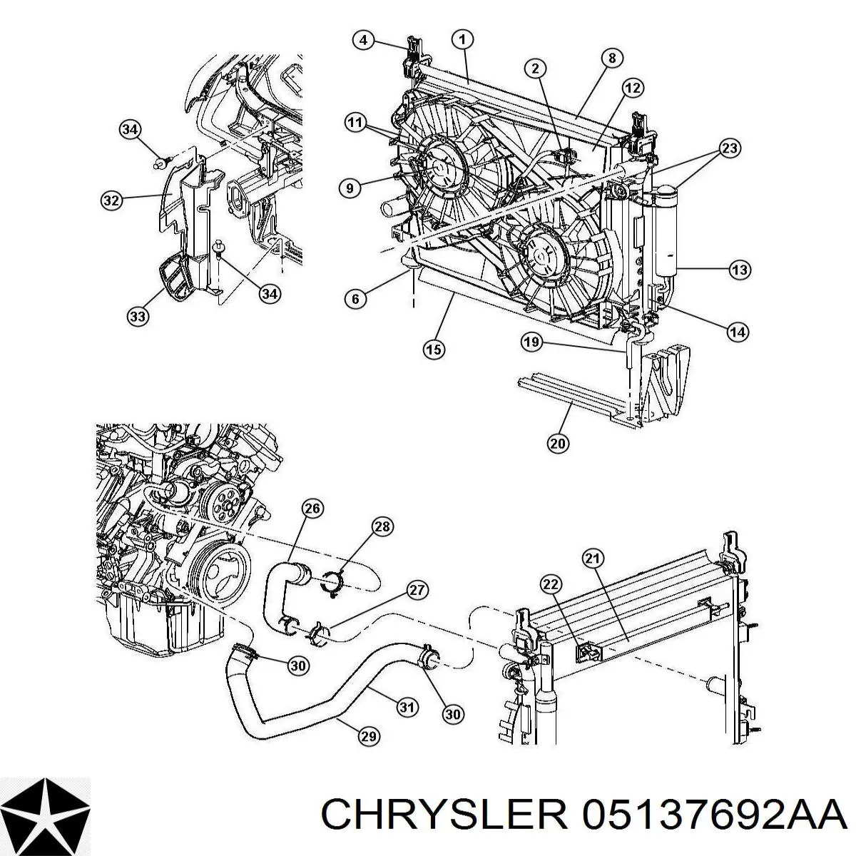 Радіатор основний Chrysler 05137692AA ціна, від 99.75 USD