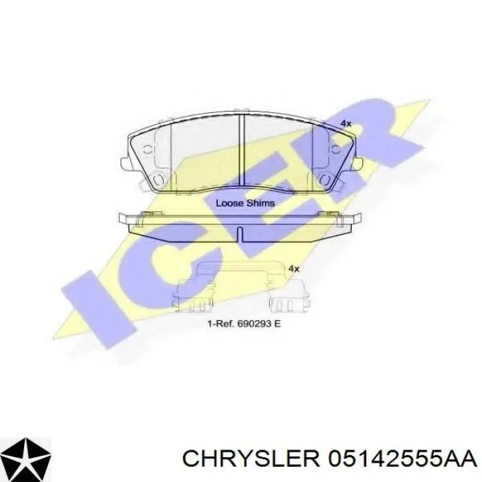 Передні тормозні колодки 2AMV3555AA Chrysler