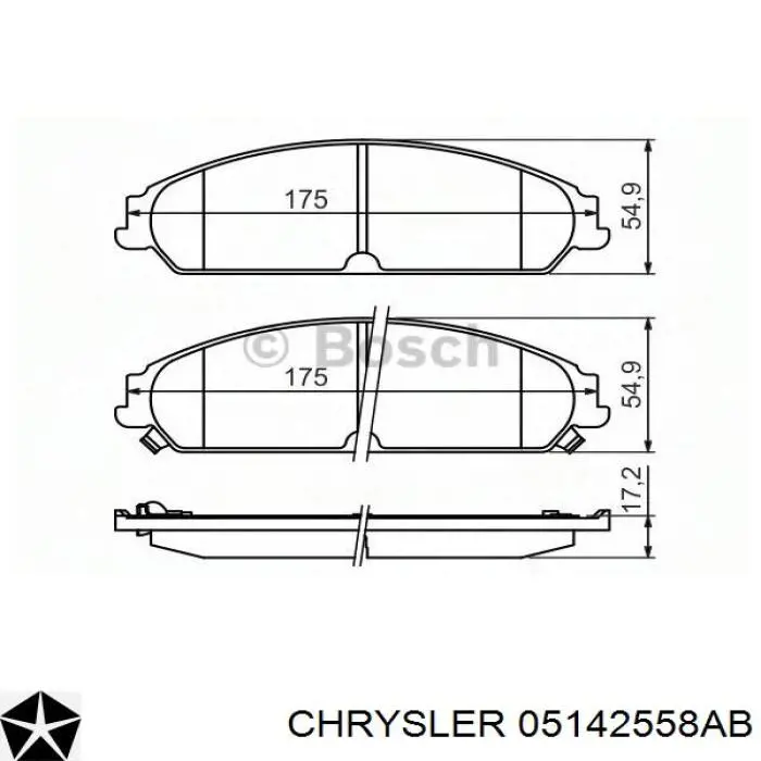 Купити 05142558AB Chrysler Колодки гальмівні передні, дискові