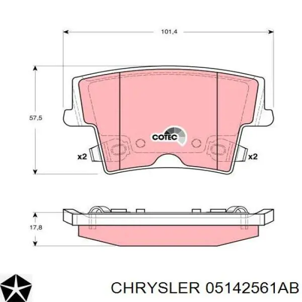 Купити 05142561AB Chrysler Задні колодки