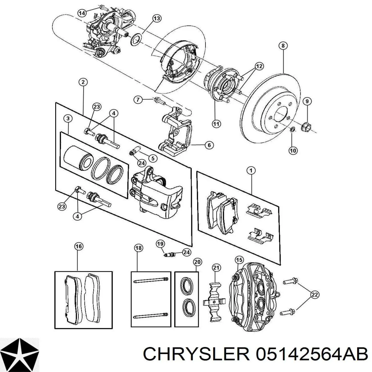 05142564AA Chrysler супорт гальмівний задній правий