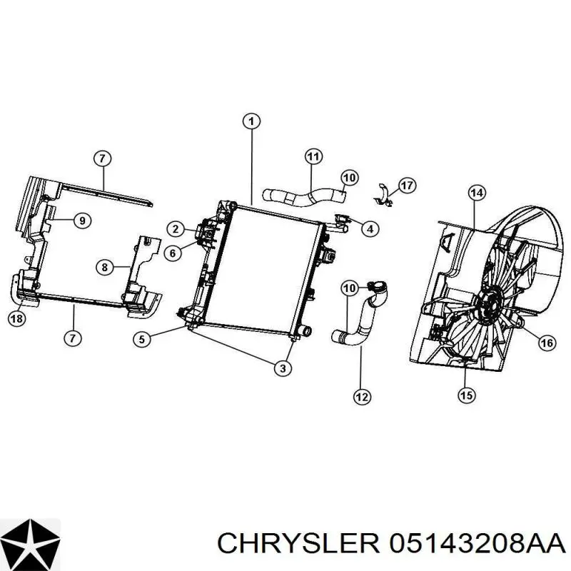 Вентилятор радіатора Chrysler 5143208AA ціна, від 20.02 USD