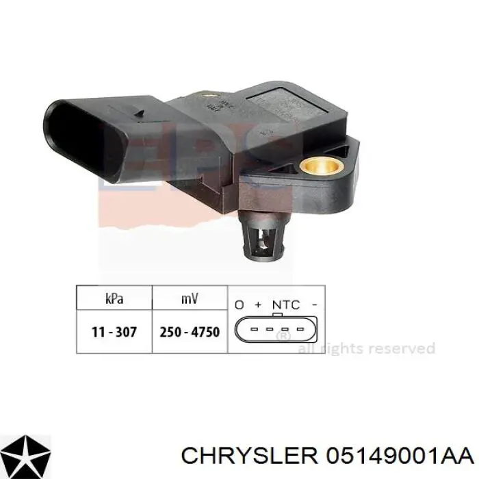 Купити 05149001AA Chrysler Датчик тиску наддуву (датчик нагнітання повітря в турбіну)
