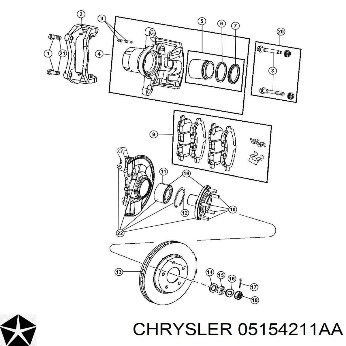 Маточина передня 05154211AA Chrysler