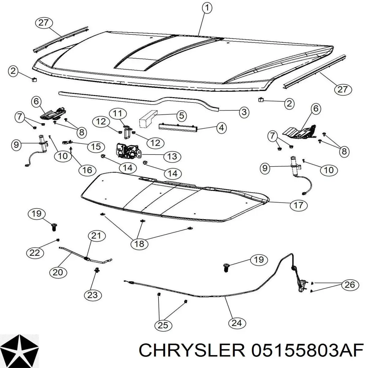 Трос відкриття капота 05155803AF Chrysler