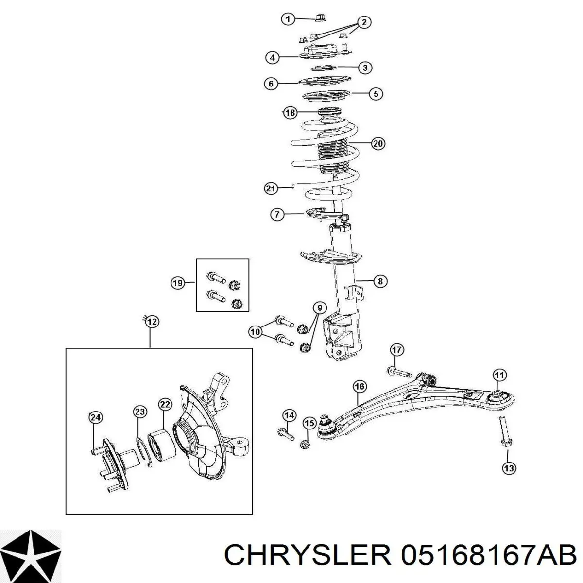 05168167AB Chrysler амортизатор передній, лівий