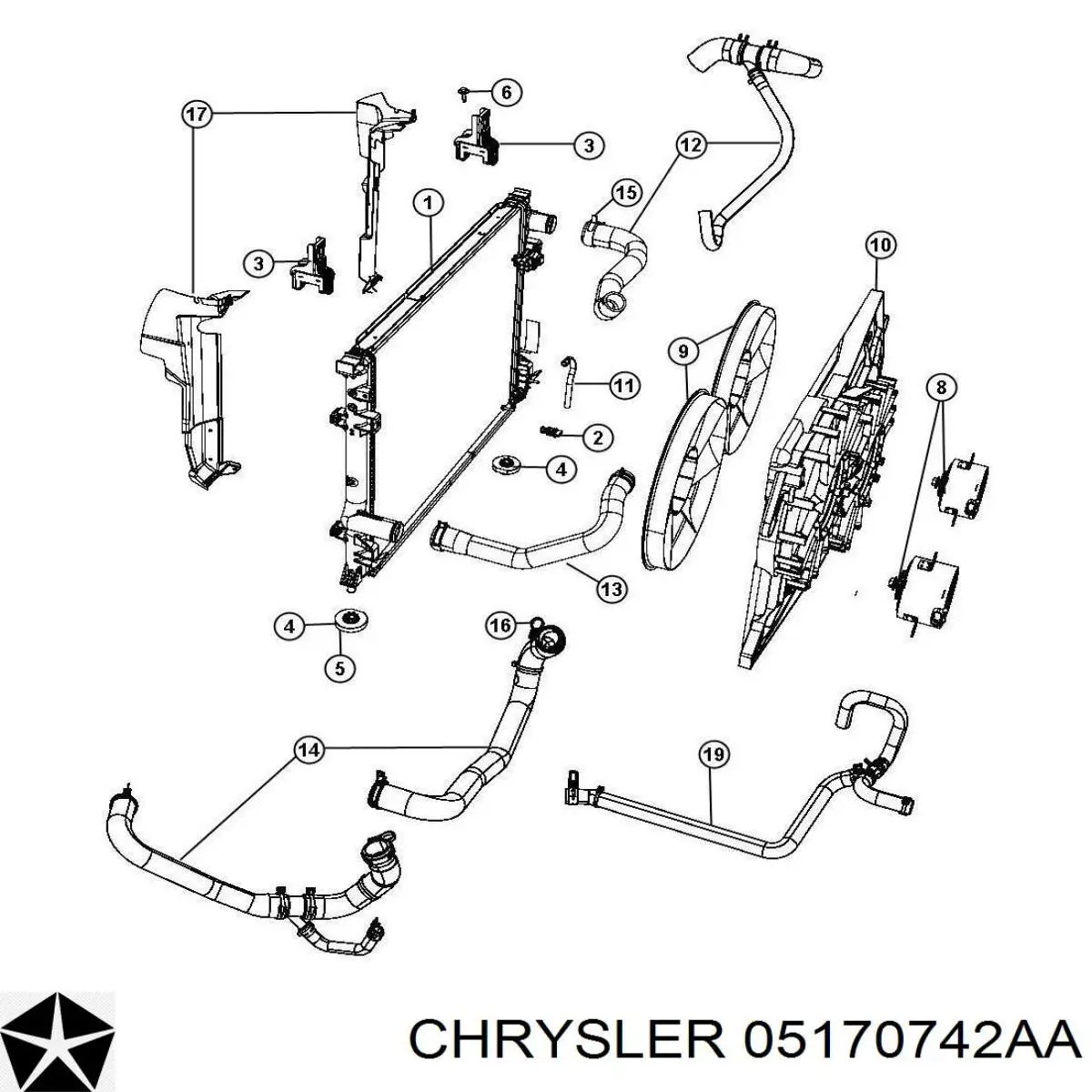 Радіатор основний Chrysler 05170742AA ціна, від 129.80 USD
