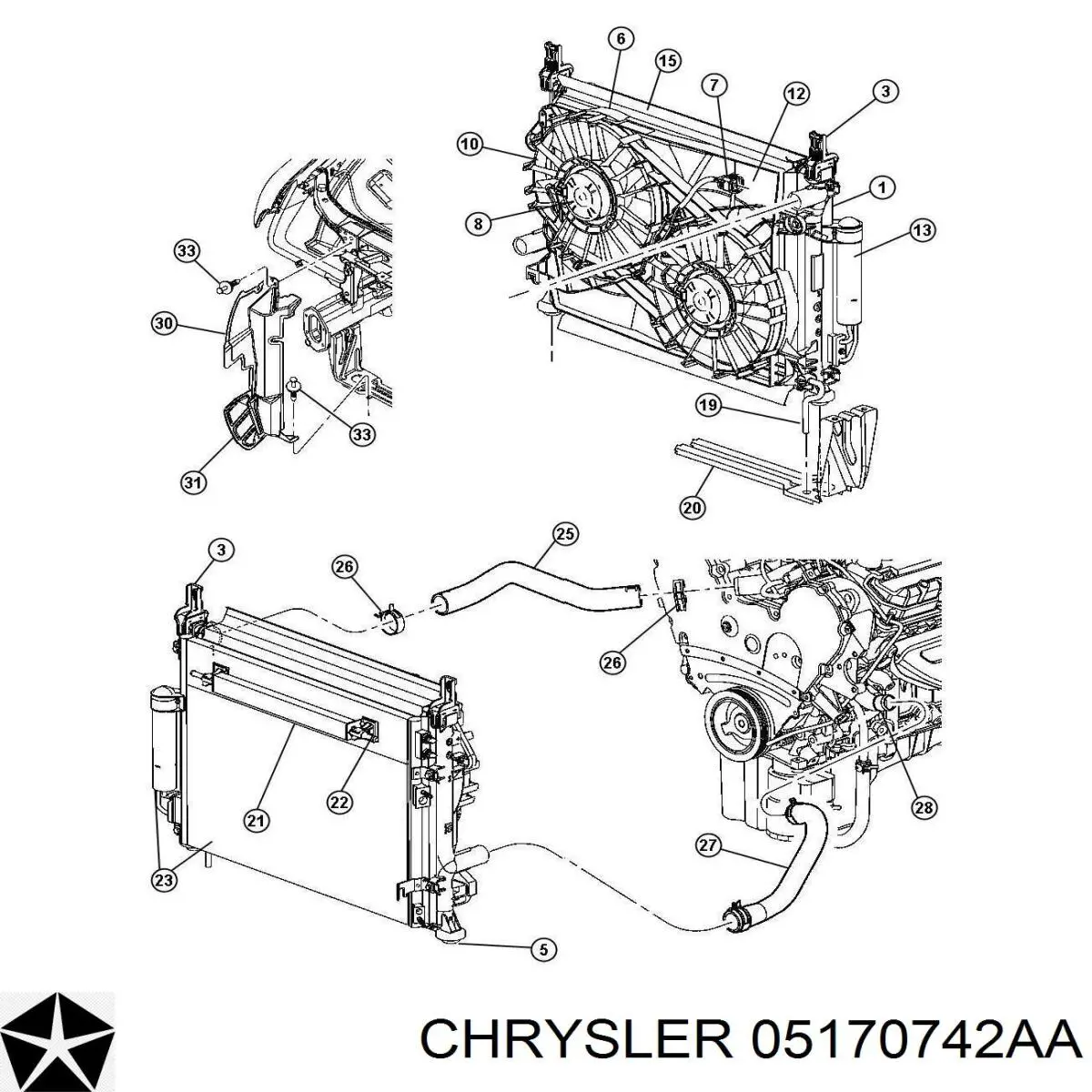 Радіатор охолодження двигуна 05170742AA Chrysler