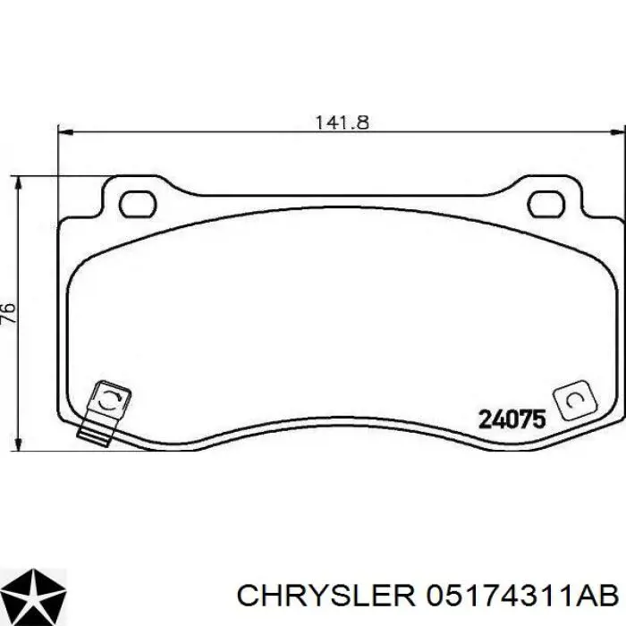 Купити 05174311AB Chrysler Колодки гальмівні передні, дискові