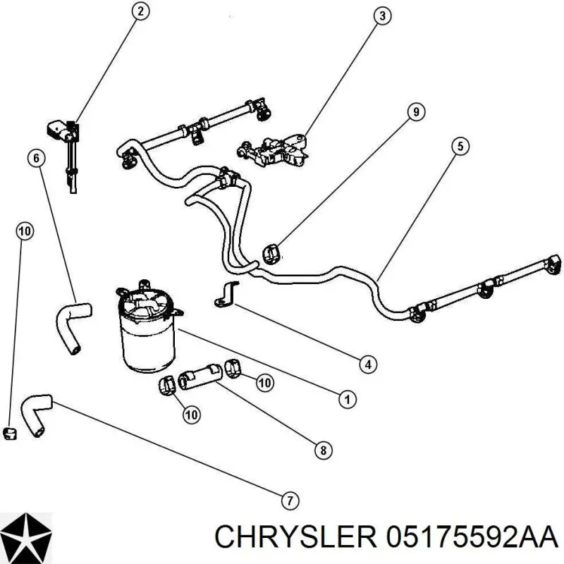 Трубка паливна, зворотня від форсунок 05175592AA Chrysler