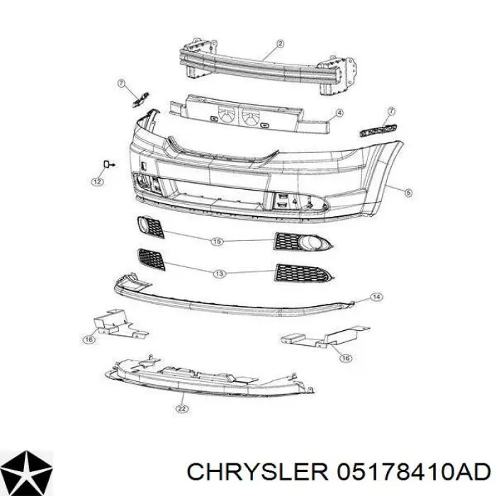 Кронштейн бампера переднього, правий 05178410AD Chrysler