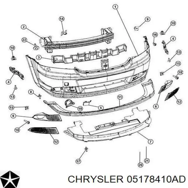 Купити 05178410AD Chrysler Кронштейн бампера переднього, правий