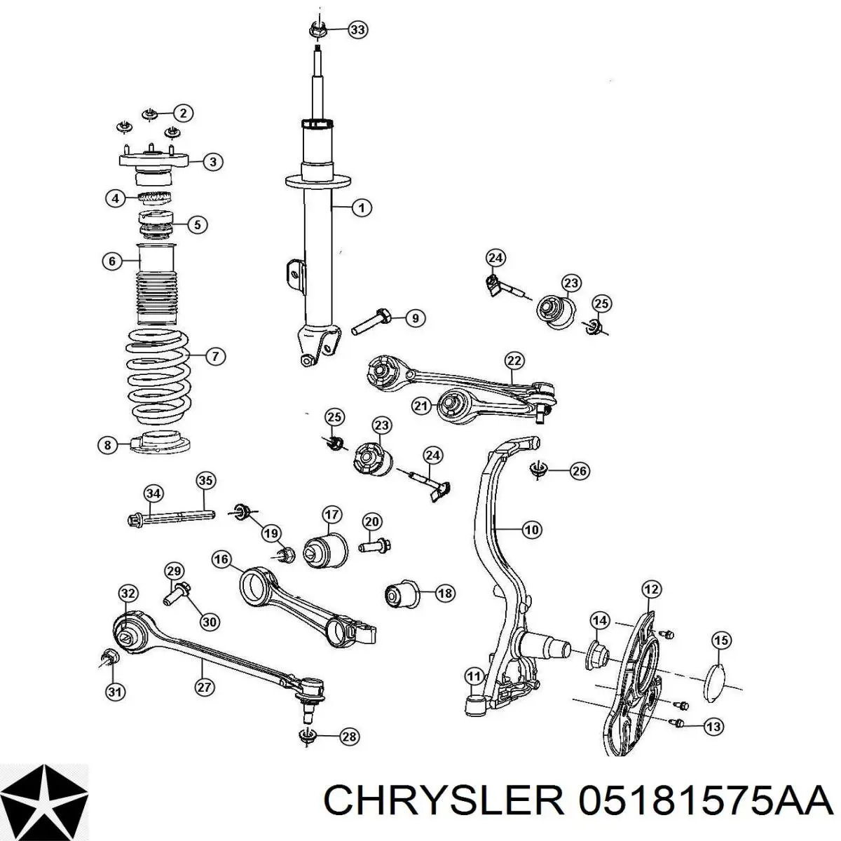 Опора стійки амортизатора переднього Chrysler 05181575AA ціна, від 20.82 USD