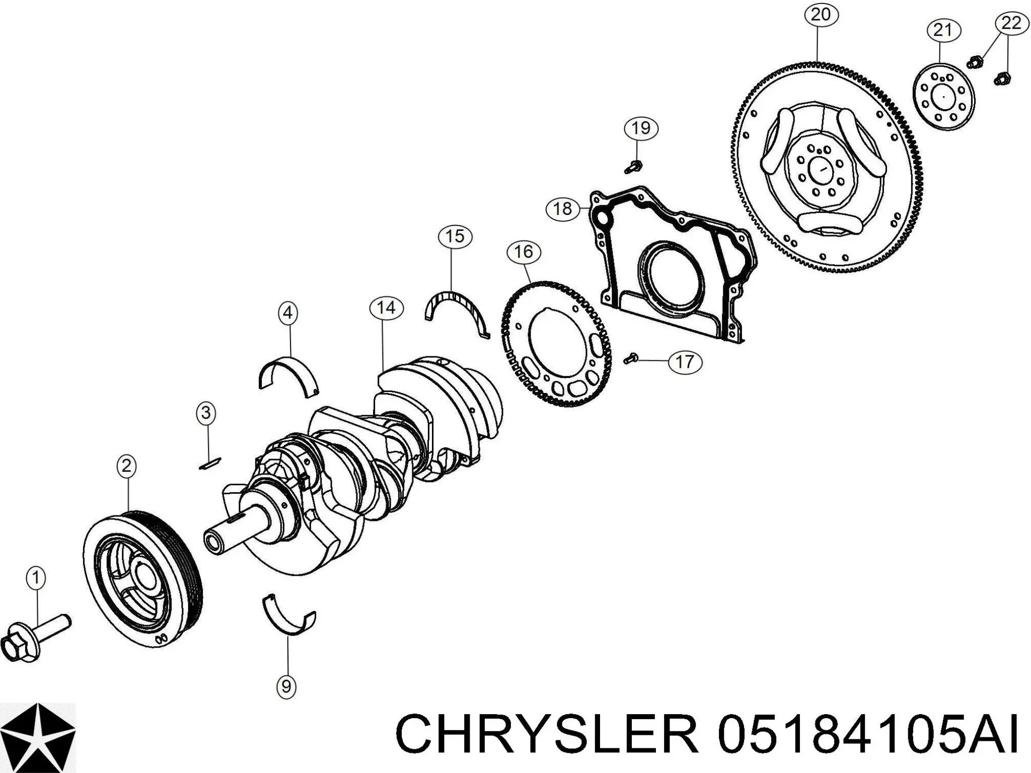 05184105AI Chrysler вкладиші колінвала, корінні, комплект, стандарт (std)