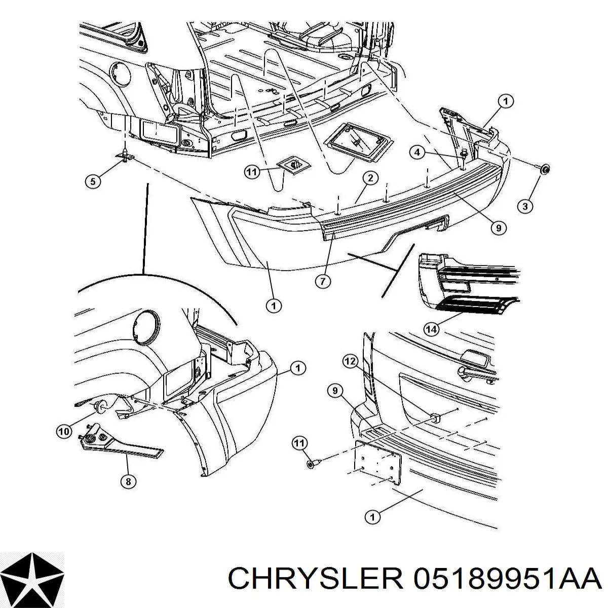 Кожух бампера заднього Chrysler 05166741AA ціна, від 118.35 USD