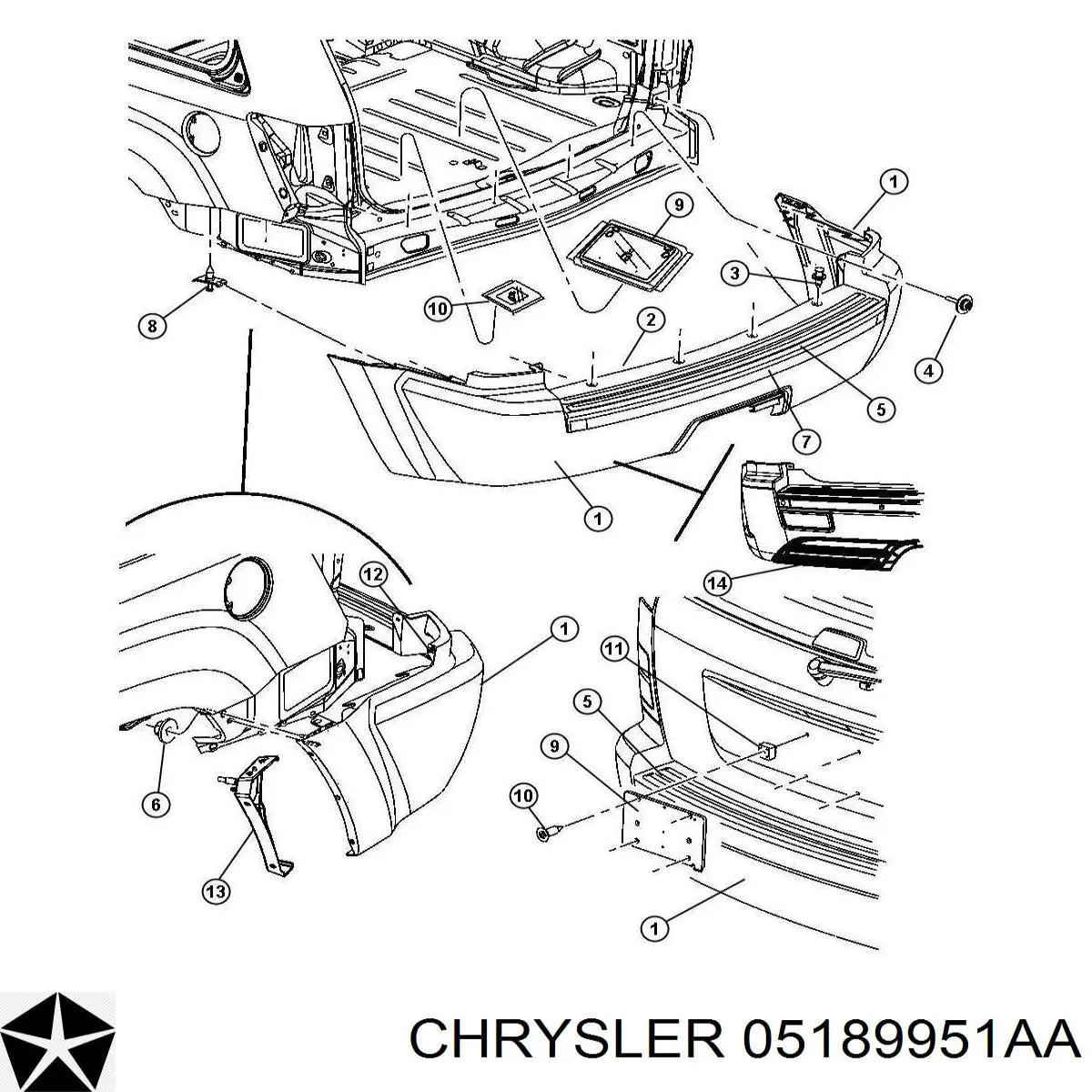 05166741AA Chrysler Буфер (бампер) задній