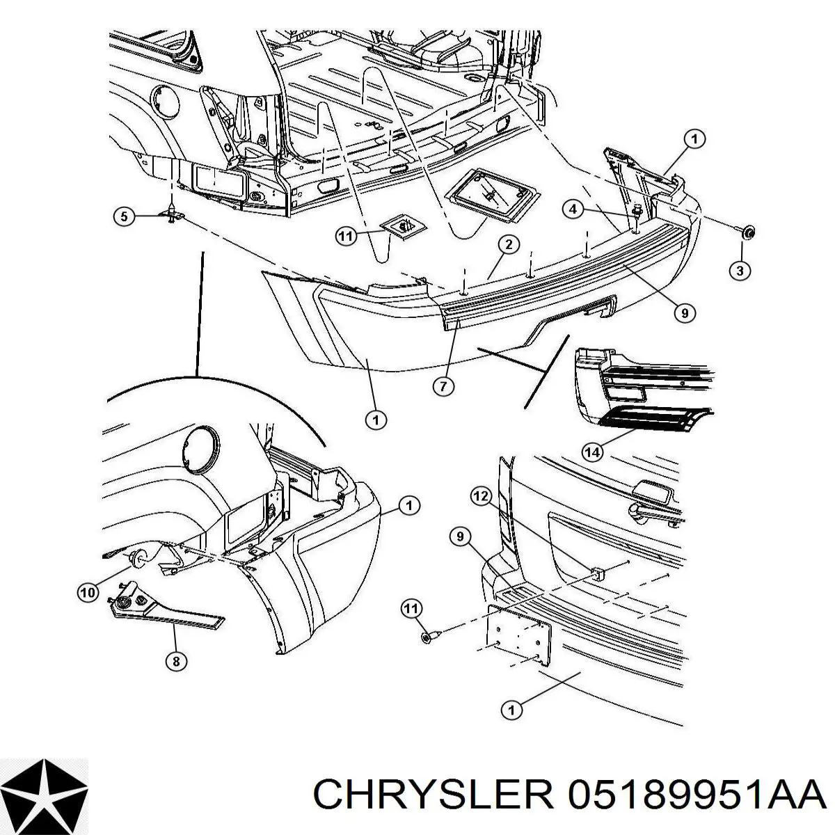 Купити 05166741AA Chrysler Задній бампер