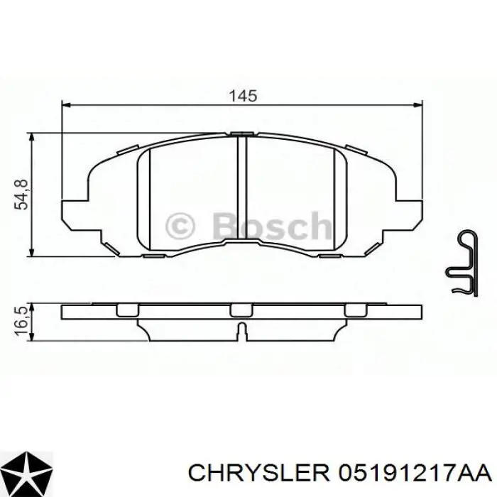 Купити 05191217AA Chrysler Колодки гальмівні передні, дискові