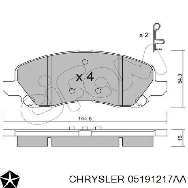 05191217AA Chrysler Передні гальмівні колодки