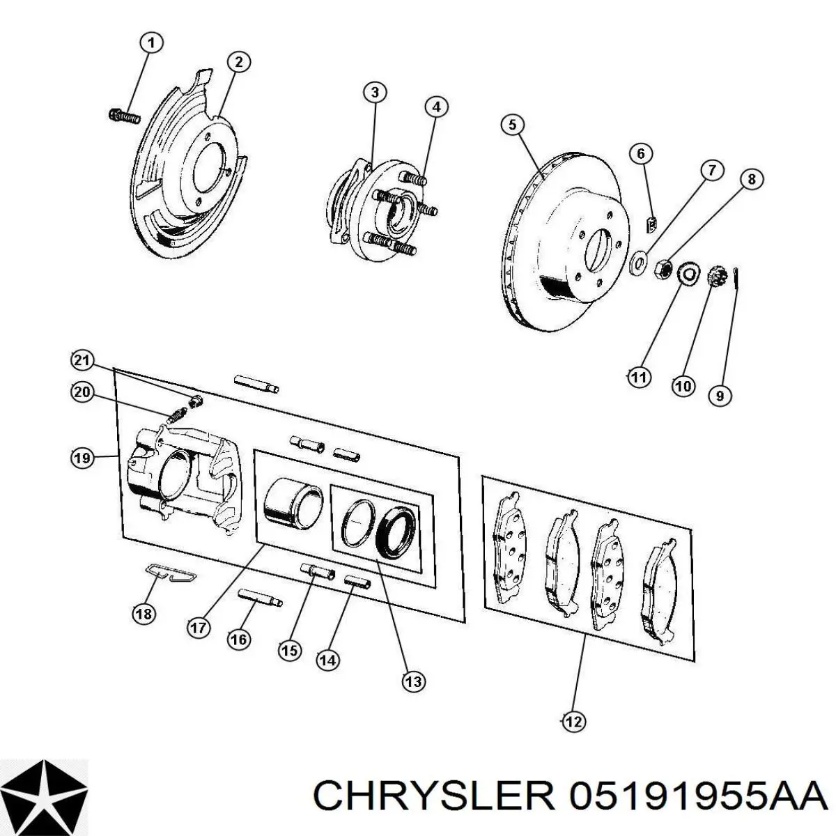 05191955AA Chrysler колодки гальмівні передні, дискові