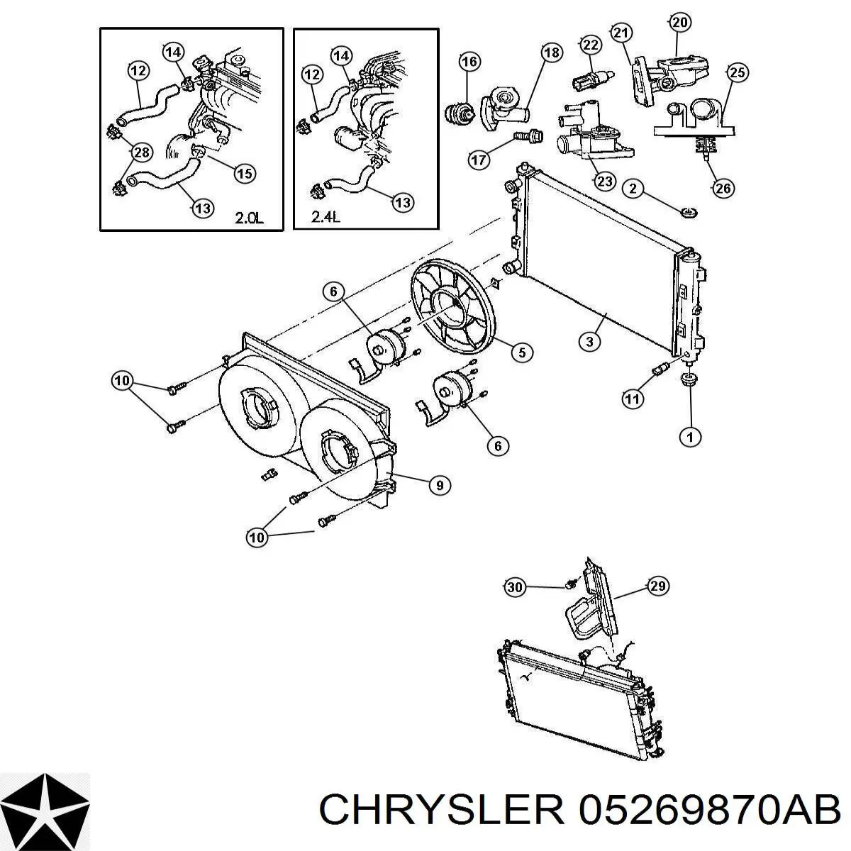 05269870AB Chrysler датчик температури охолоджуючої рідини