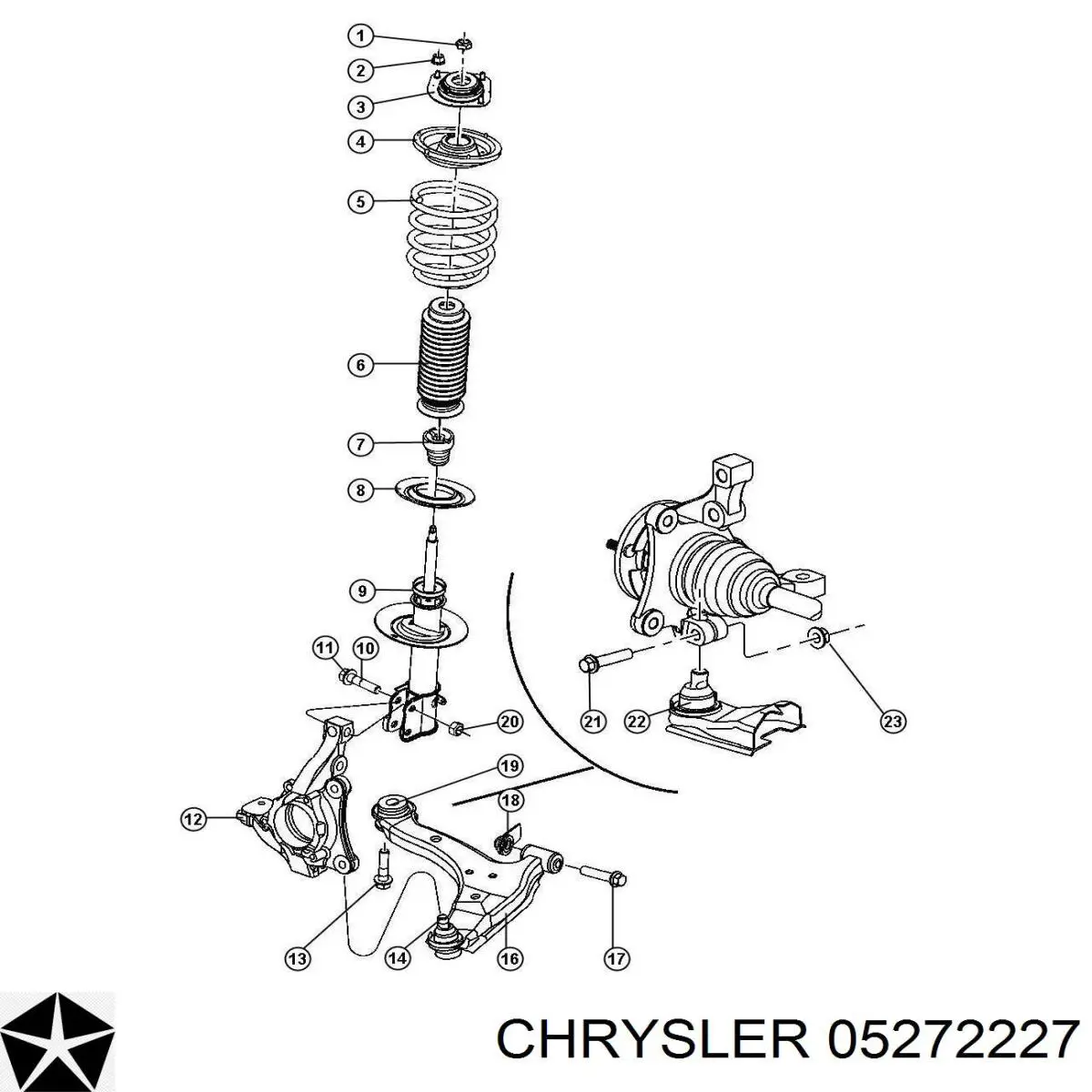 Підшипник опорний амортизатора, переднього Chrysler 05272227 ціна, від 15.09 USD