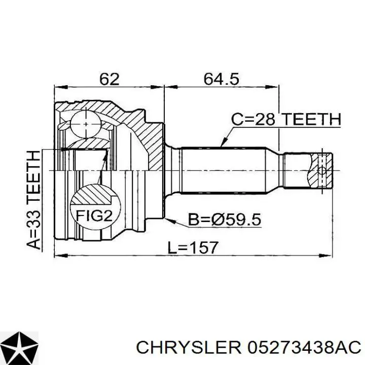 Піввісь права 5273438AC Chrysler