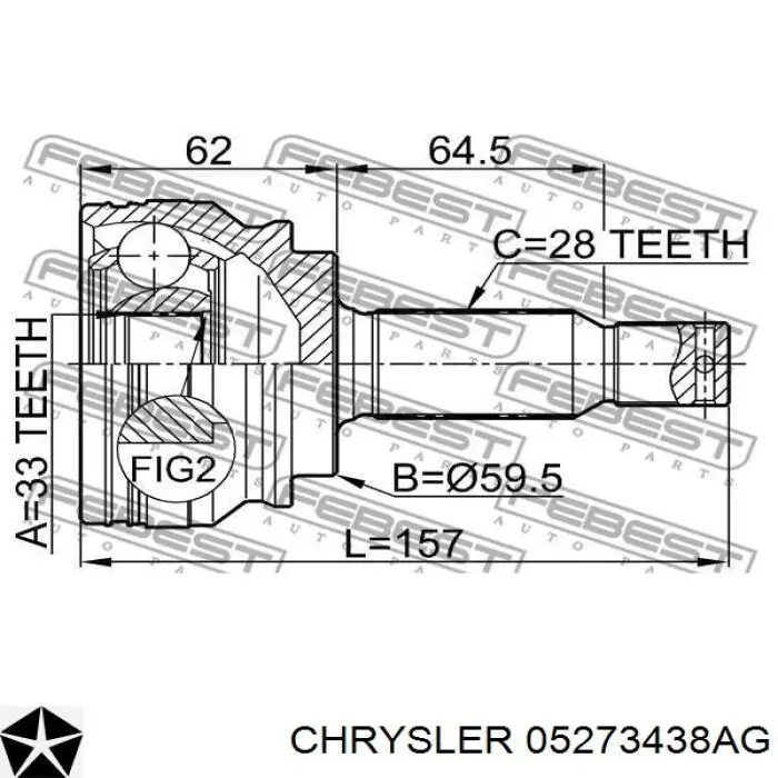 05273438AG Chrysler Привід передній правий
