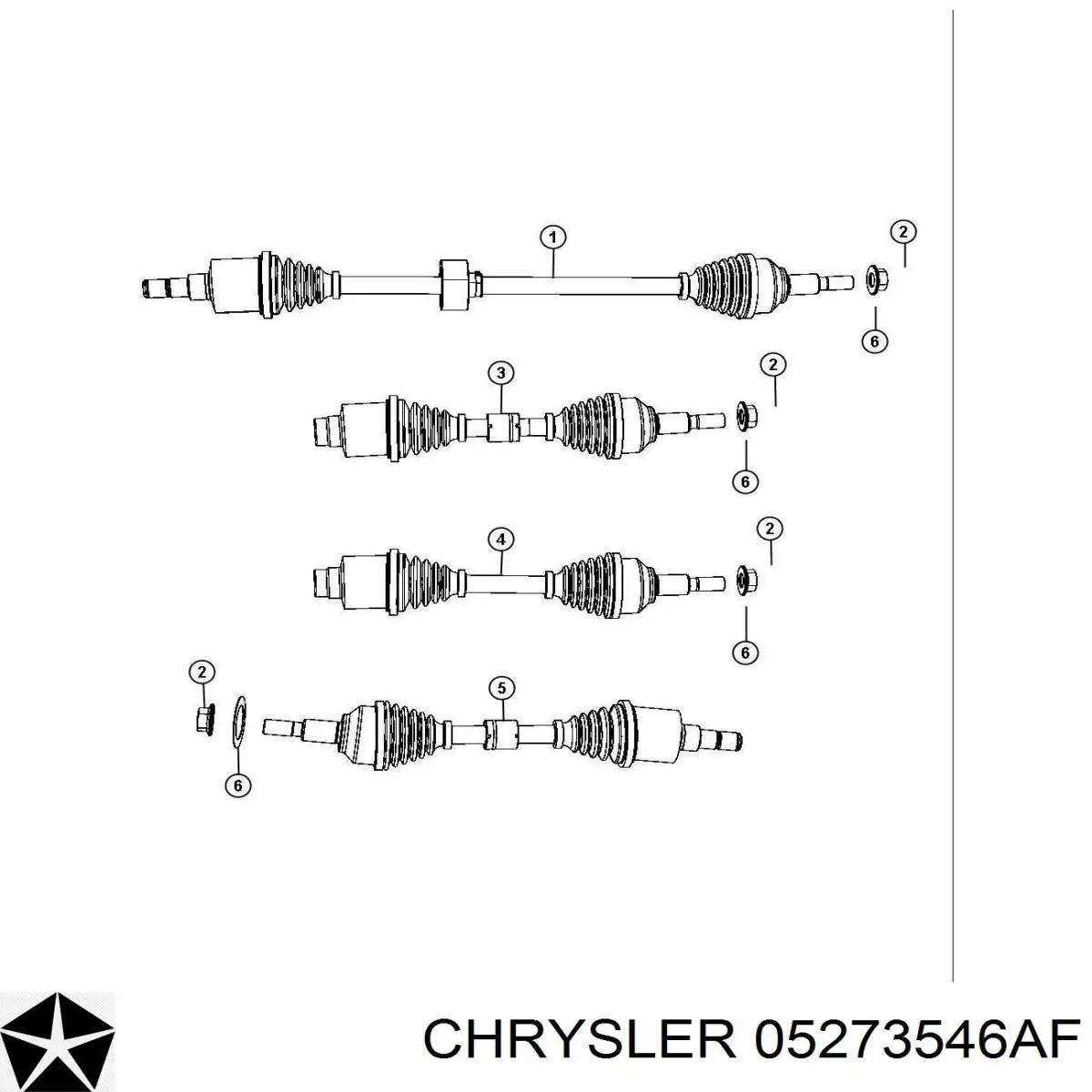 Піввісь передня, права Chrysler 05273546AF ціна, від 70.16 USD