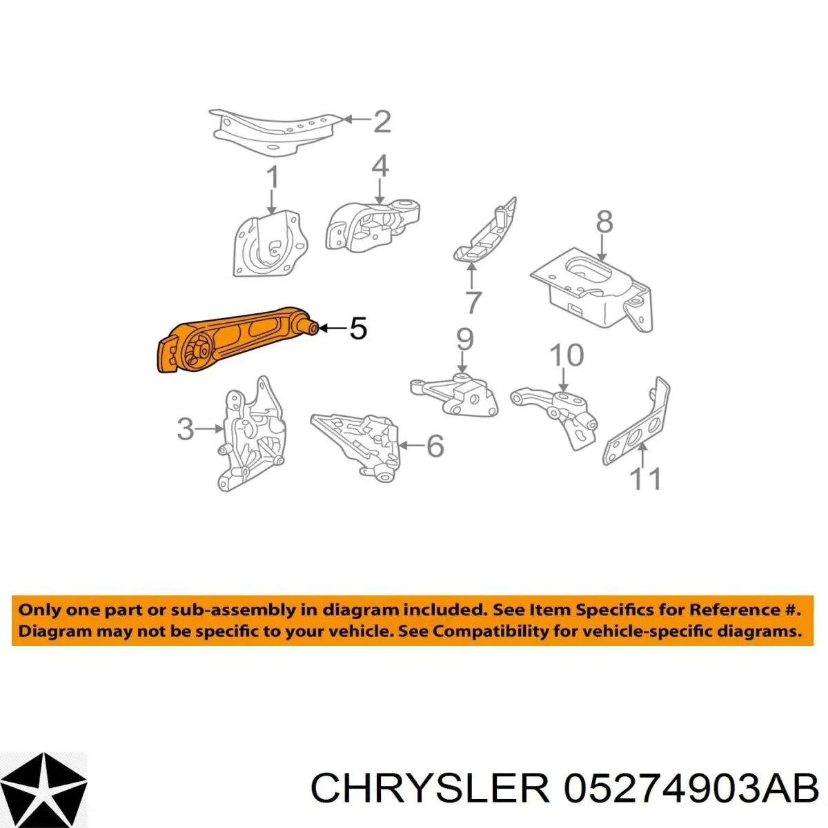 Купити 05274903AB Chrysler Подушка двигуна передня