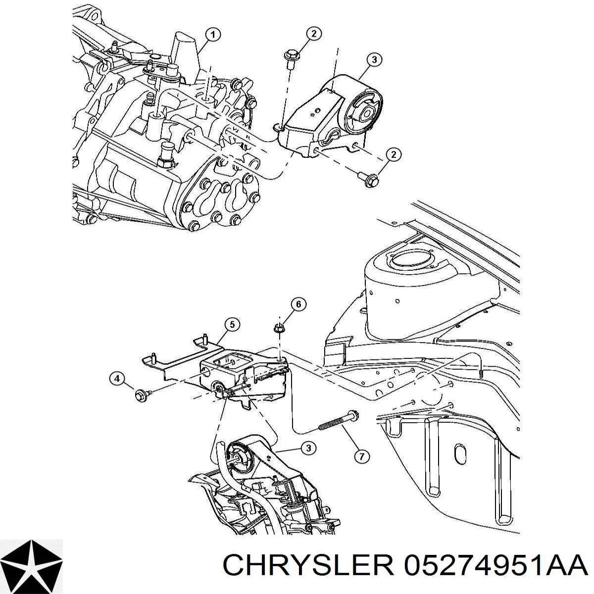 05274951AA Chrysler Ліва опора двигуна