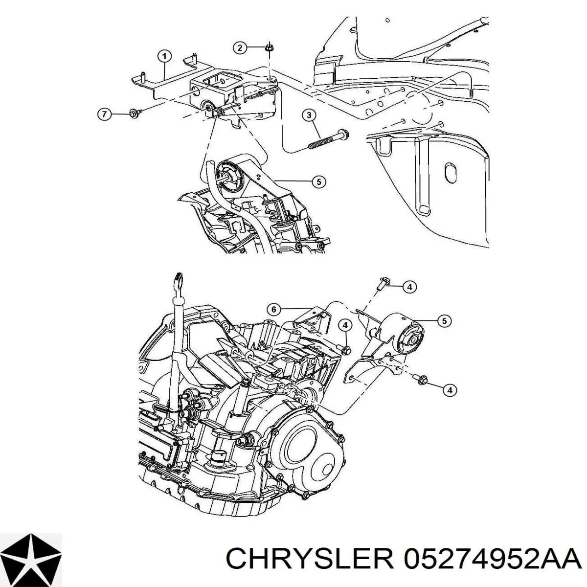 Подушка (опора) двигуна ліва (сайлентблок) Chrysler 05274952AA ціна, від 44.48 USD