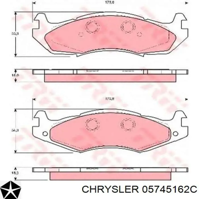 Купити 05745162C Chrysler Колодки гальмівні передні, дискові
