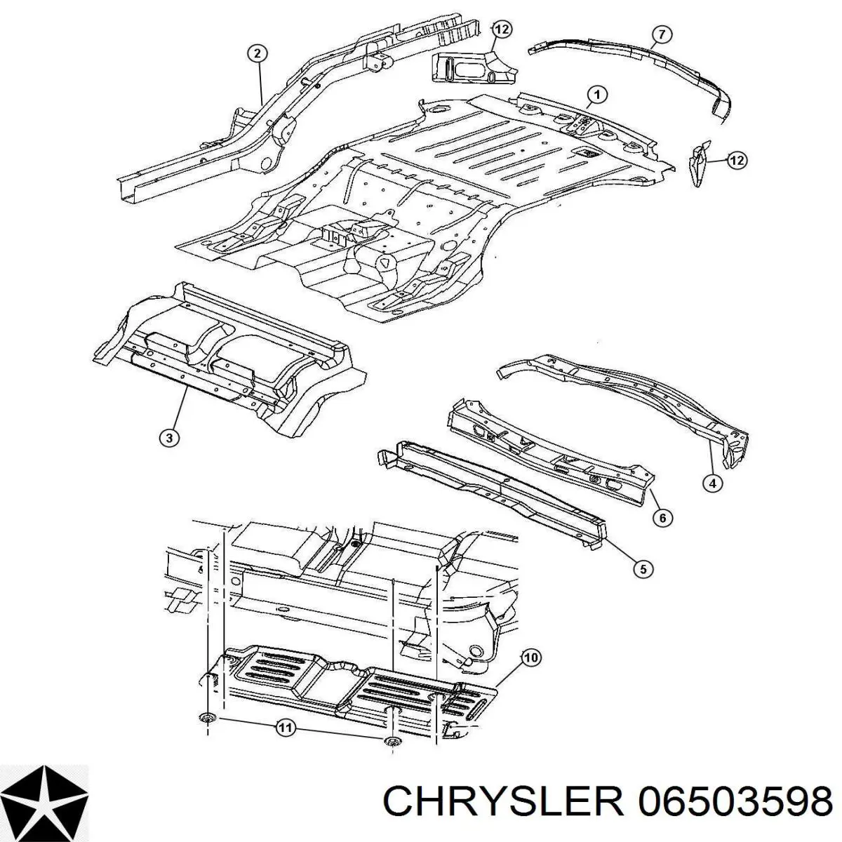 Купити 06503598 Chrysler Пістон (кліп) кріплення решітки радіатора до панелі