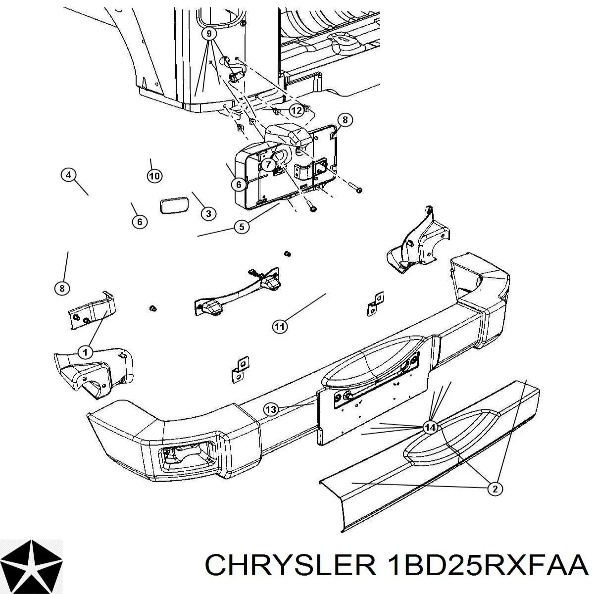 Кожух бампера заднього Chrysler 1BD25RXFAA ціна, від 183.35 USD